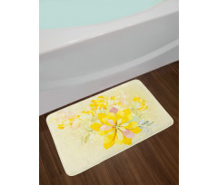 Romantic Yellow Flowers Bath Mat