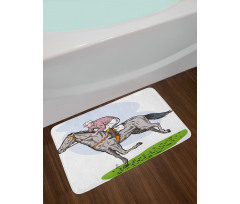 Horse Racing Sketch Bath Mat