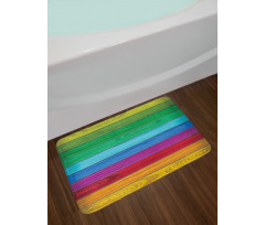 Colorful Wood Stripes Bath Mat