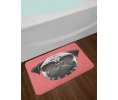 Pug Dog Sunglasses Colar Bath Mat