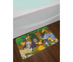 Cartoon Elephant Lion Bath Mat