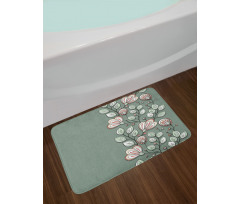 Flowers and Leaves Graphic Bath Mat