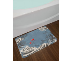 Grunge Rose Petal Heart Bath Mat