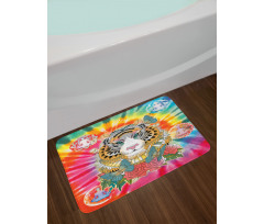 Tiger Head Ornate Theme Bath Mat