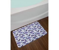 Old Flowers Butterfly Bath Mat