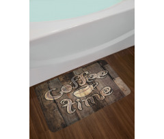 Coffee Time Grunge Back Bath Mat