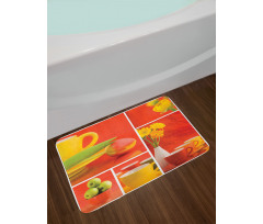 Coffee Cups Tulips Apples Bath Mat