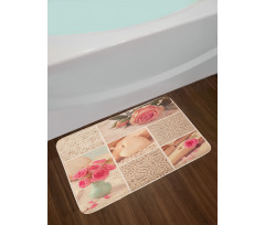 Old Roses Lace Flowers Bath Mat