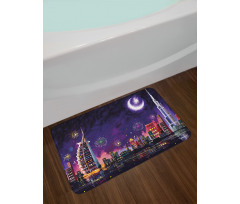 Night Dubai Skyscraper Bath Mat