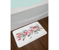 Vintage Roses Birds Bath Mat