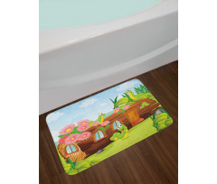 Worms in Wooden Tree Bath Mat