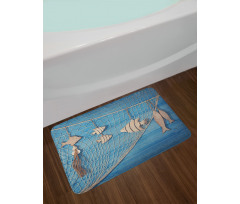 Wooden Fish Shell on Net Bath Mat