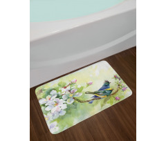 Watercolor Birds Spring Bath Mat