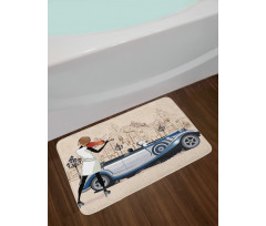 Street Musician Retro Bath Mat