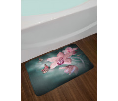 Orchid Flower Butterfly Bath Mat