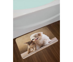 Kitten and Dog Friends Bath Mat