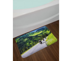 Bike Riders on Mountain Bath Mat