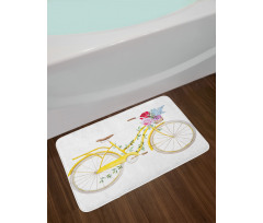 Bicycle with Flowers Bath Mat