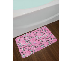 Music Theme Vintage Retro Bath Mat