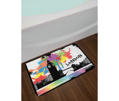 Colorful London City View Bath Mat