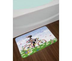 Vintage Romantic Bike Bath Mat