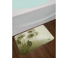 Grey Flowers Ivy Leaf Bath Mat