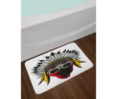 Skull with Feathers Veil Bath Mat