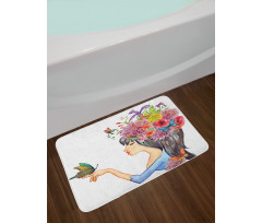 Long Haired Woman Bath Mat