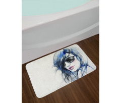 Watercolor Woman Image Bath Mat