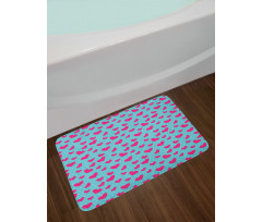 Pink Heart on Polka Dots Bath Mat