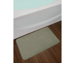 Blue Green Bold Stripes Bath Mat