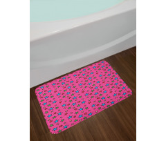 Hot Pink Retro Stars Bath Mat