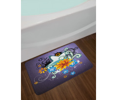 Stars Flowers Swirls Bath Mat