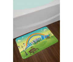 Rainbow Beams Flowers Bath Mat