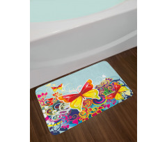 Nature Leaves Butterfly Bath Mat