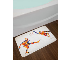 Colorful Footballers Bath Mat