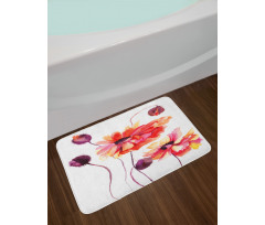 Watercolor Poppies Buds Bath Mat