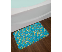 Sketchy Garden Flowers Bath Mat