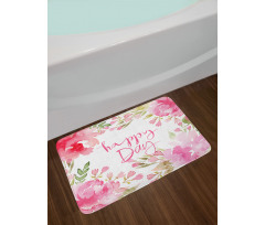 Watercolor Flowers Leaf Bath Mat