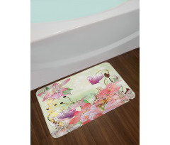 Abstract Flowers Buds Bath Mat