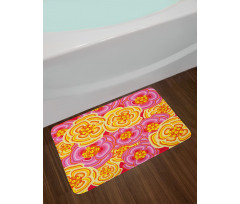 Funky Vibrant Flowers Bath Mat