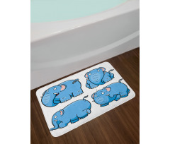 Cartoon Elephants Bath Mat