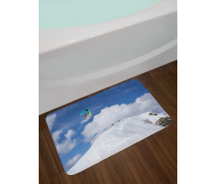 Snowboarder Mountaintop Bath Mat