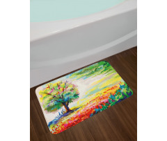 Colorful Rural Scenery Bath Mat