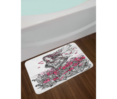 Woman on a Poppy Field Bath Mat