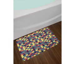 Pastel Circles Squares Bath Mat