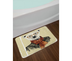 Hipster Bear Glasses Bath Mat