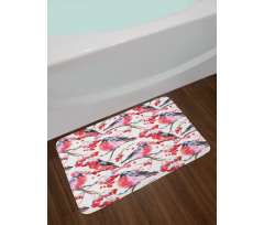 Birds Branches Berries Bath Mat