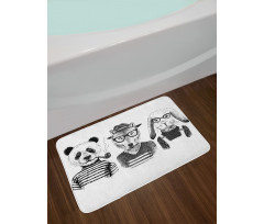 Hipster Panda Cigar Fox Bath Mat