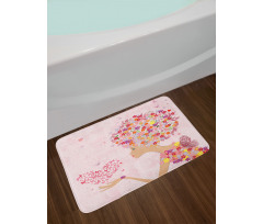 Flowers Girl Butterflies Bath Mat